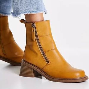 ASOS Design Avery Trucker Boots in Camel